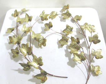 Leaf Wall Sculpture Set of 2 Vintage Brass Look