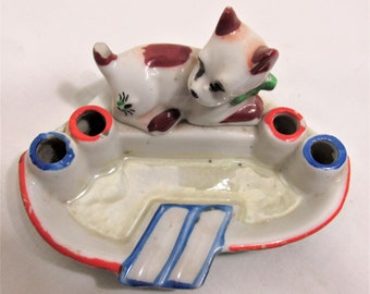 Novelty Ashtray and Cigarette holder Vintage Dog