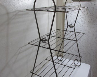 Wire Stand Vintage 3 Tiered Table Indoors or Out