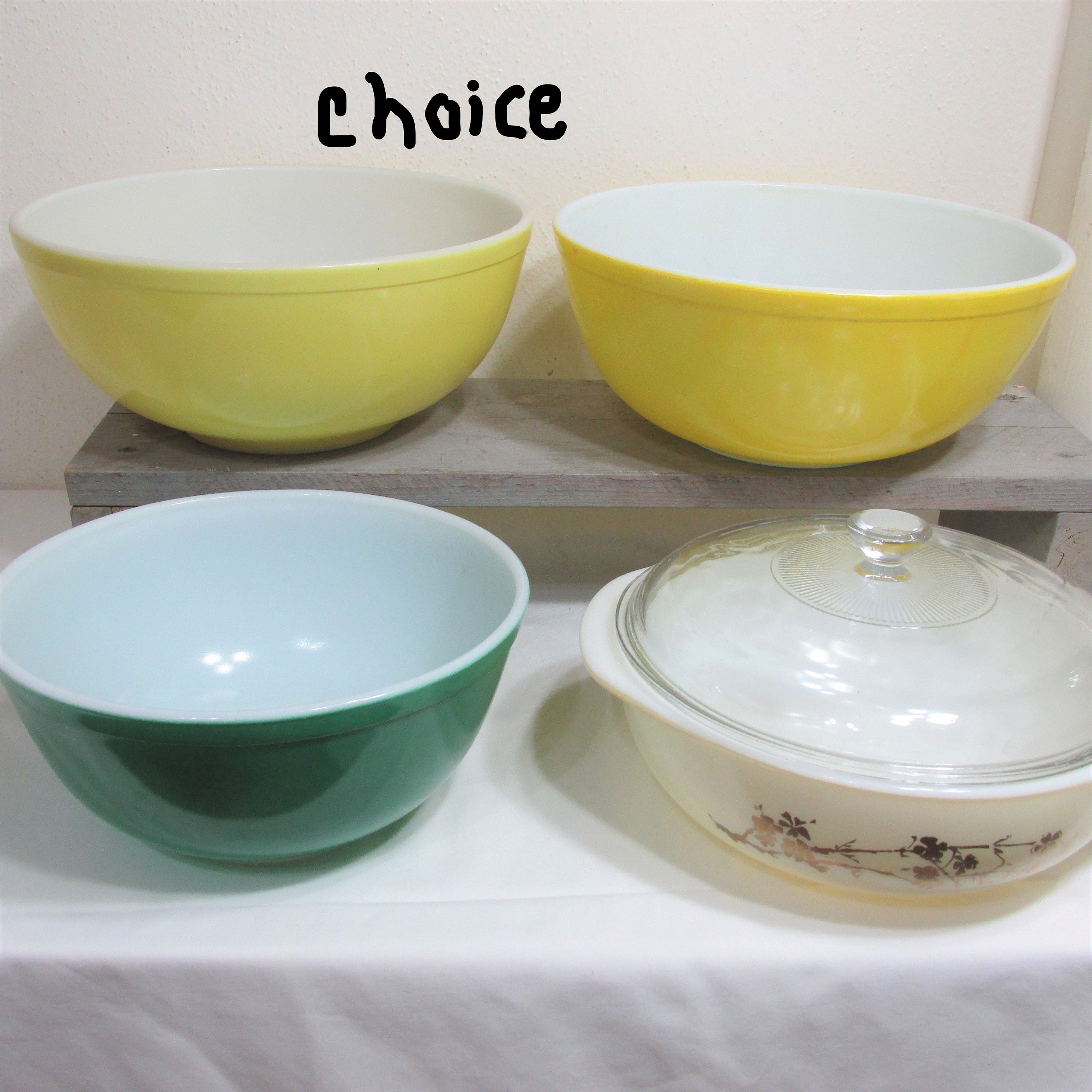 Pyrex Early Pre 1950 Multi Color Set Primary Green Mixing Bowl - Ruby Lane