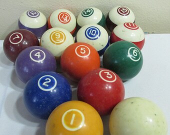 Complete Set 16 Miniature Mini Pool Billiard Balls Diameter ReplacementBE 