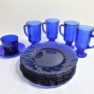 Cobalt Glass Plates or Cups Vintage Choice