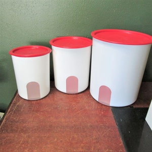 TUPPERWARE 4 Pc Classic Round REMINDER Canister Set White U PICK