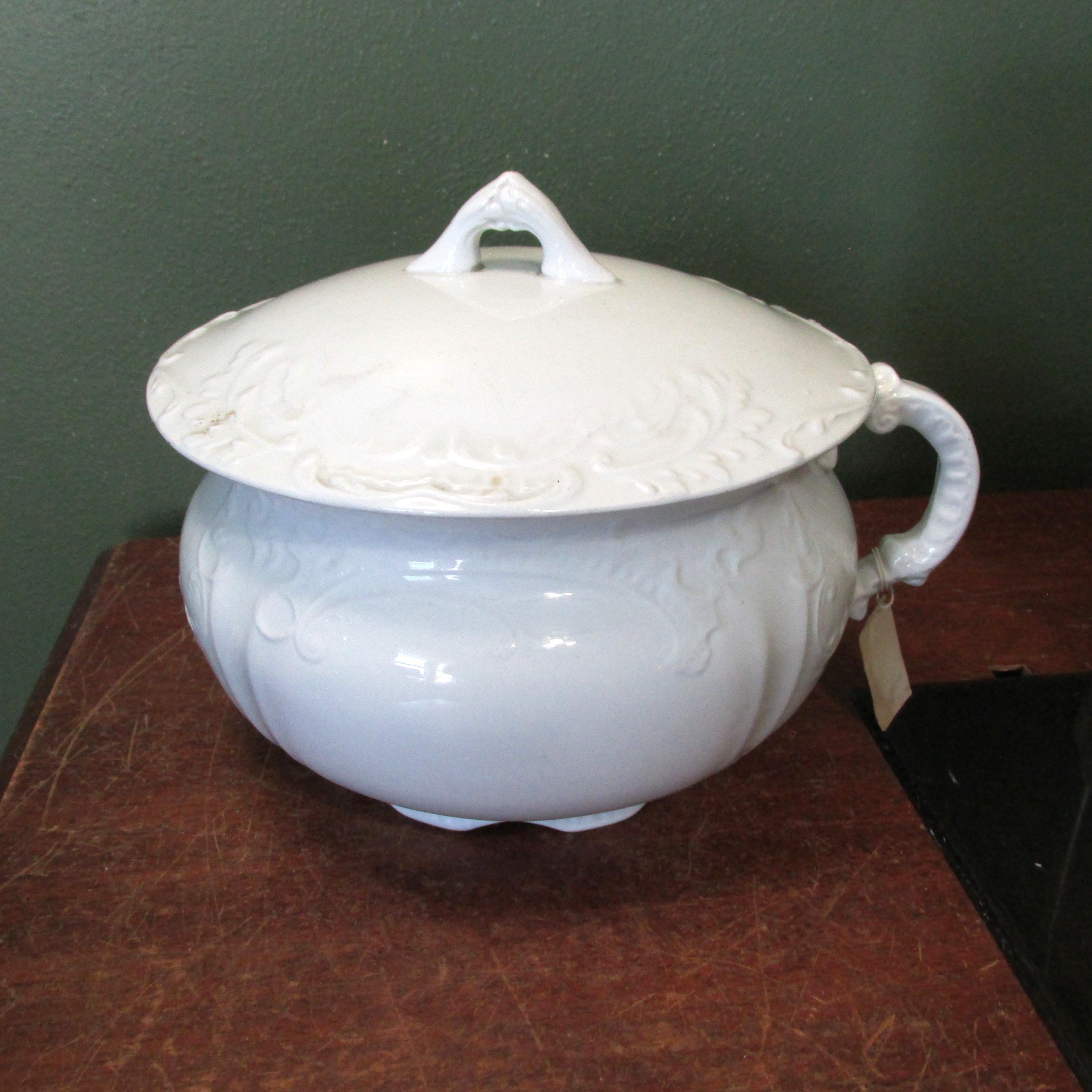 Porcelain Chamber Pot Vintage Decorative White With Lid - Etsy