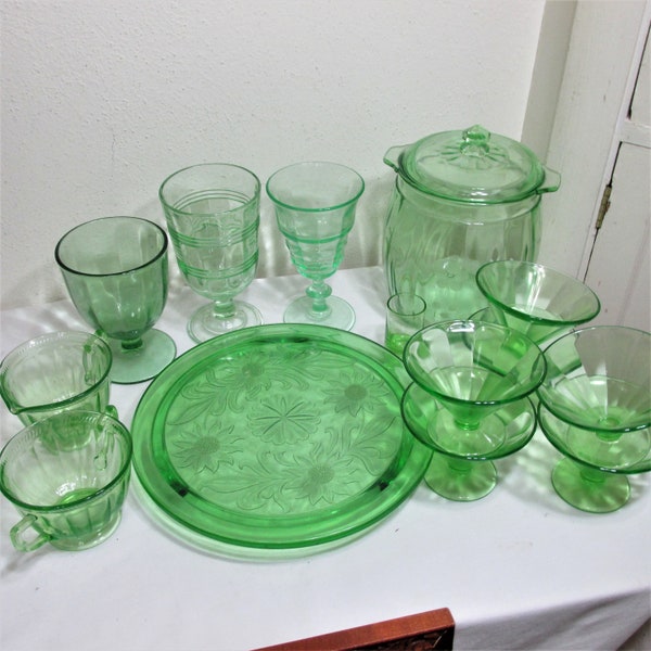 Depression Glass Green Choice of 1 Vintage Replacement Pieces