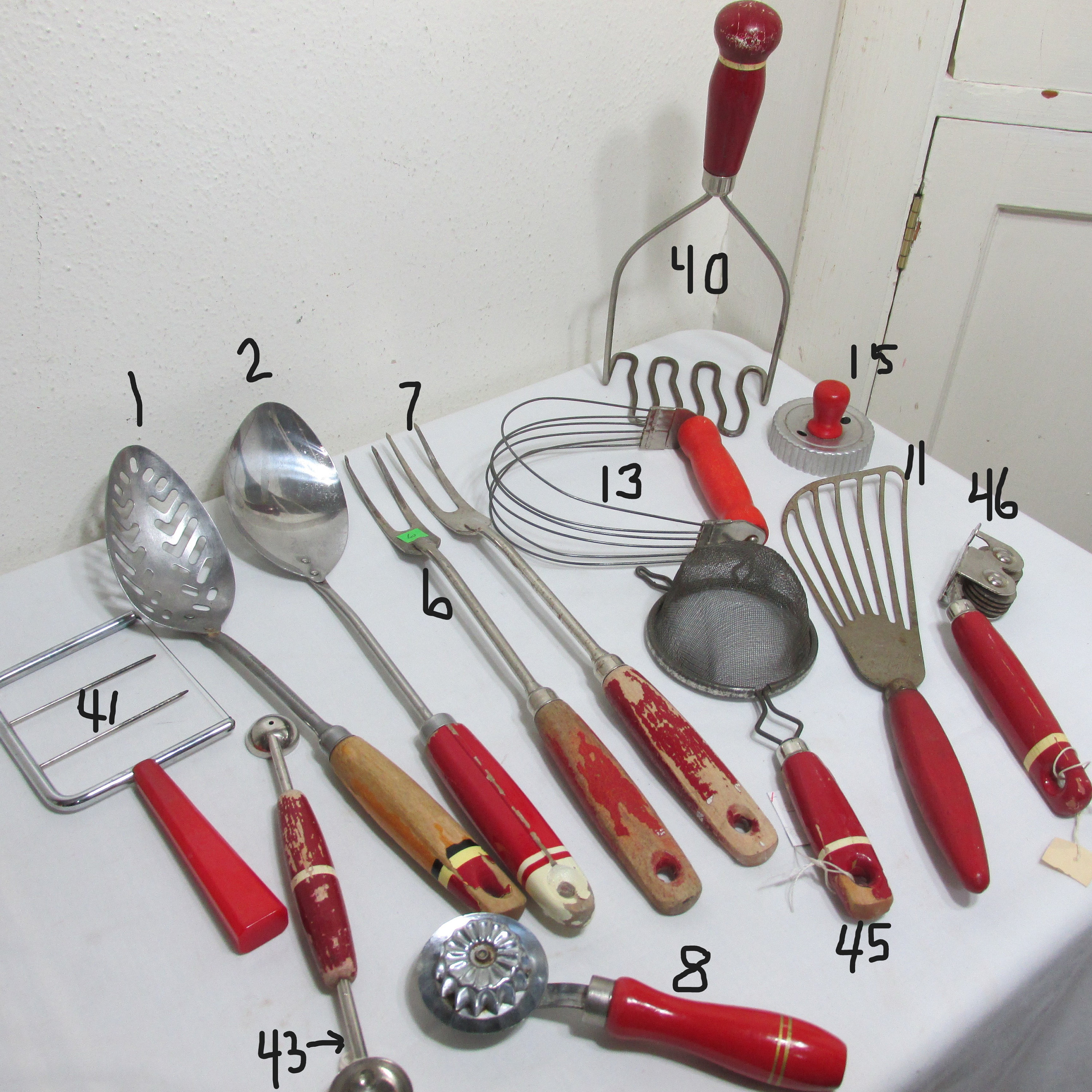Kitchen Utensils Red Wood Handle Choice of Vintage Tools - Etsy, image size:3000x3000