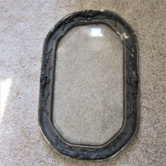 Picture Frame Bubble Glass Vintage Shabby Ornate Gesso Etsy