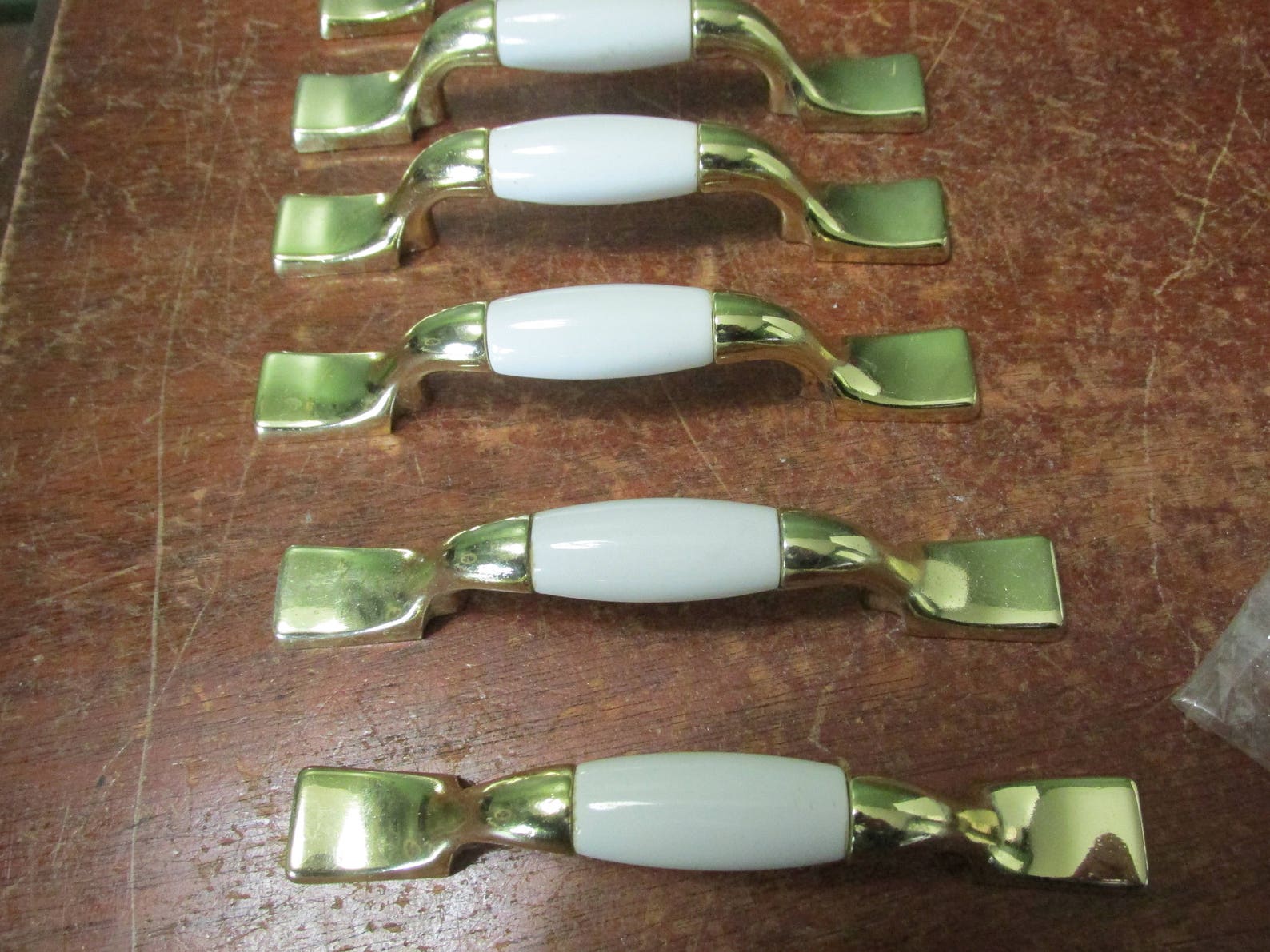 Vintage Drawer Pulls Set of 8 Brass and Porcelain Handles Etsy