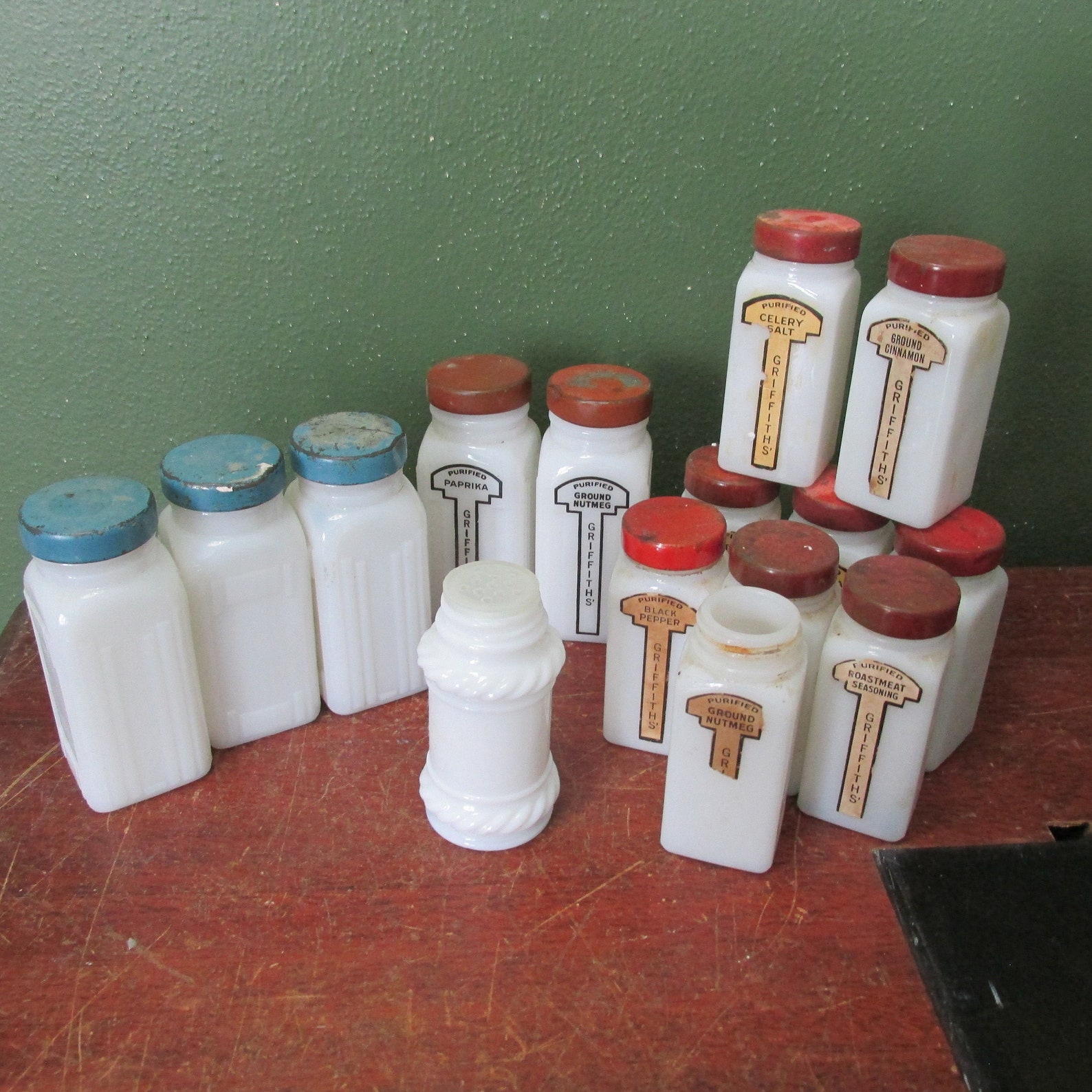 Milk Glass Spice Jars Vintage Choice of Replacement Griffiths Etsy