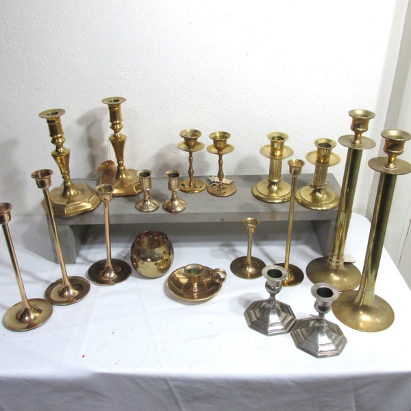 Brass Candlestick Choose a Vintage Set of 2 Candleholders  Some Silver Colors
