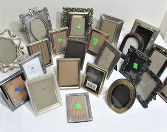Picture Frame Wallet Size Choose 1 Vintage Metal Glass, backing with Easel