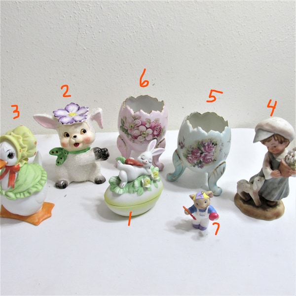 Easter Figurines Decor Choose 1 Vintage Lefton Trinket Dish, Enesco and Others