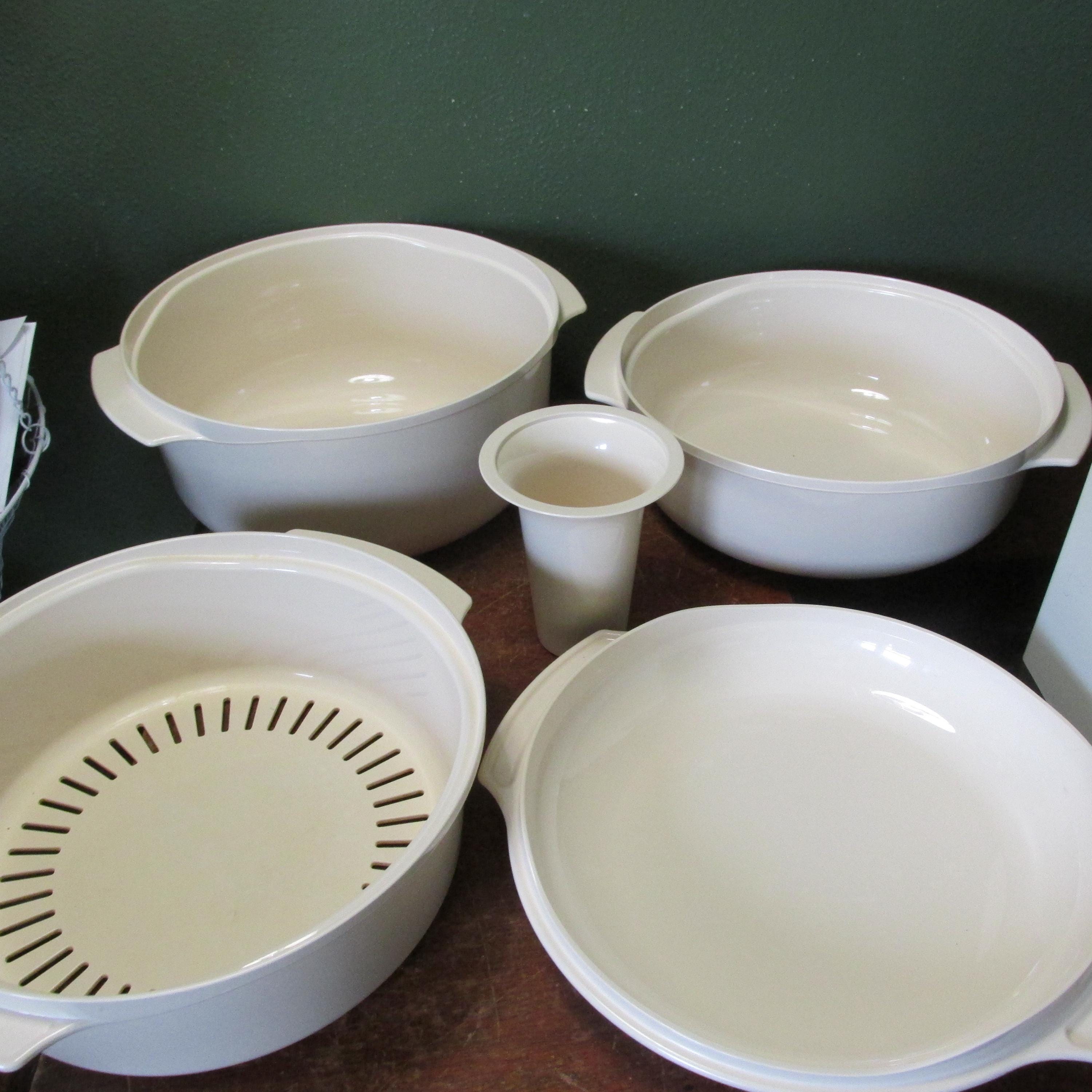 Tupperware Microwave Stack Cooker Vintage 5 Piece Vintage Almond