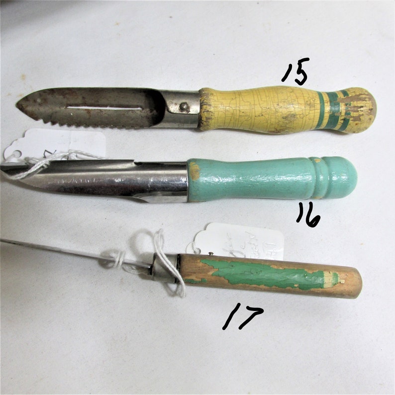 Green Wood Handle Utensils Choice of 1 Vintage Kitchen Tool Etsy