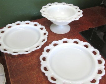 Milk Glass Old Colony Choice of Vintage Anchor Hocking Open Lace