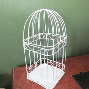 Wire Birdcage Wedding Card Holder White Metal Plant Hanger