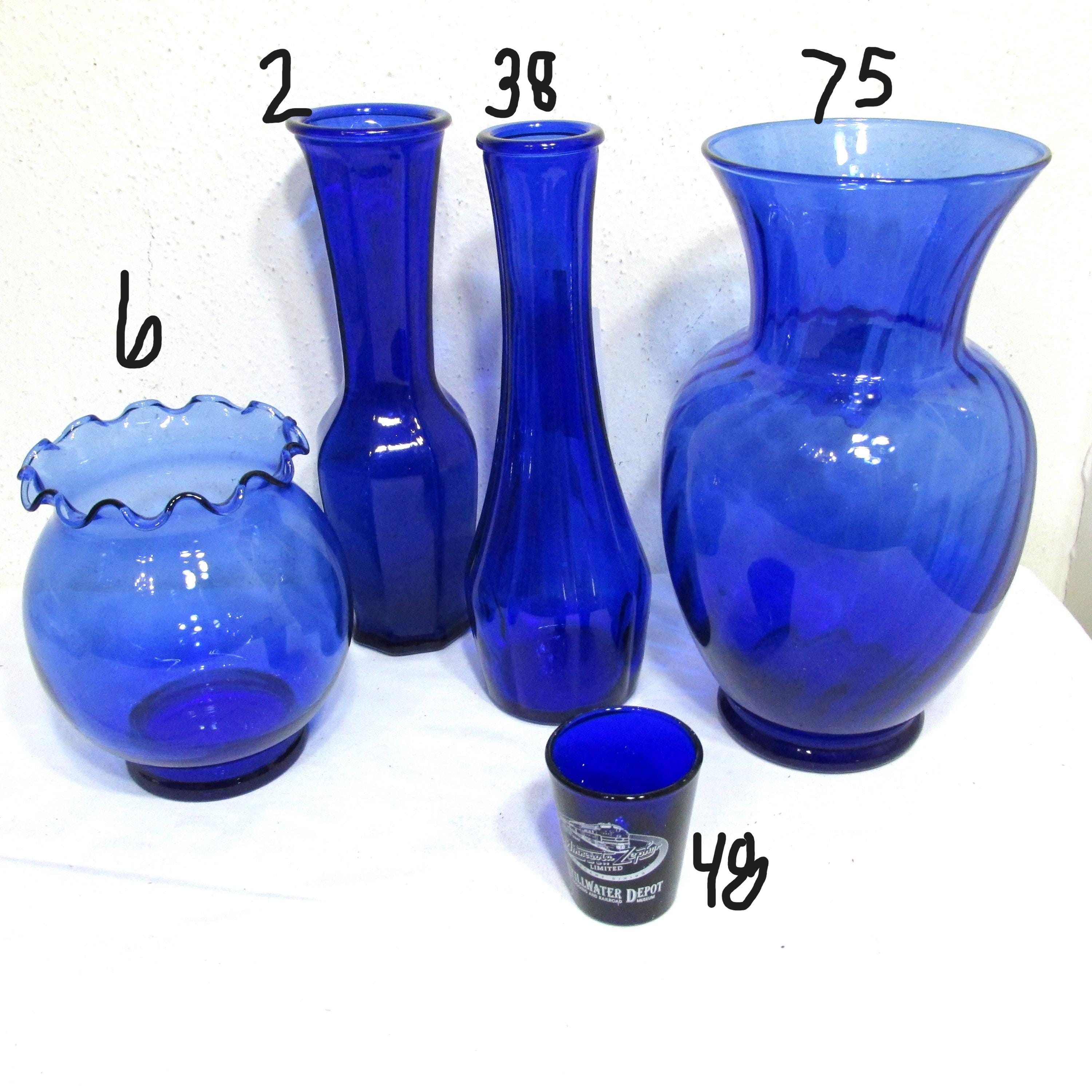 Cobalt Blue Glass Choice of Vintage Vases or Bottles