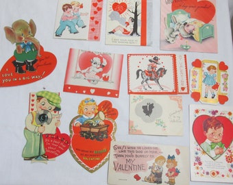 Valentines Cards  Unique Miscellaneous Vintage 1930-1940s Set of 12