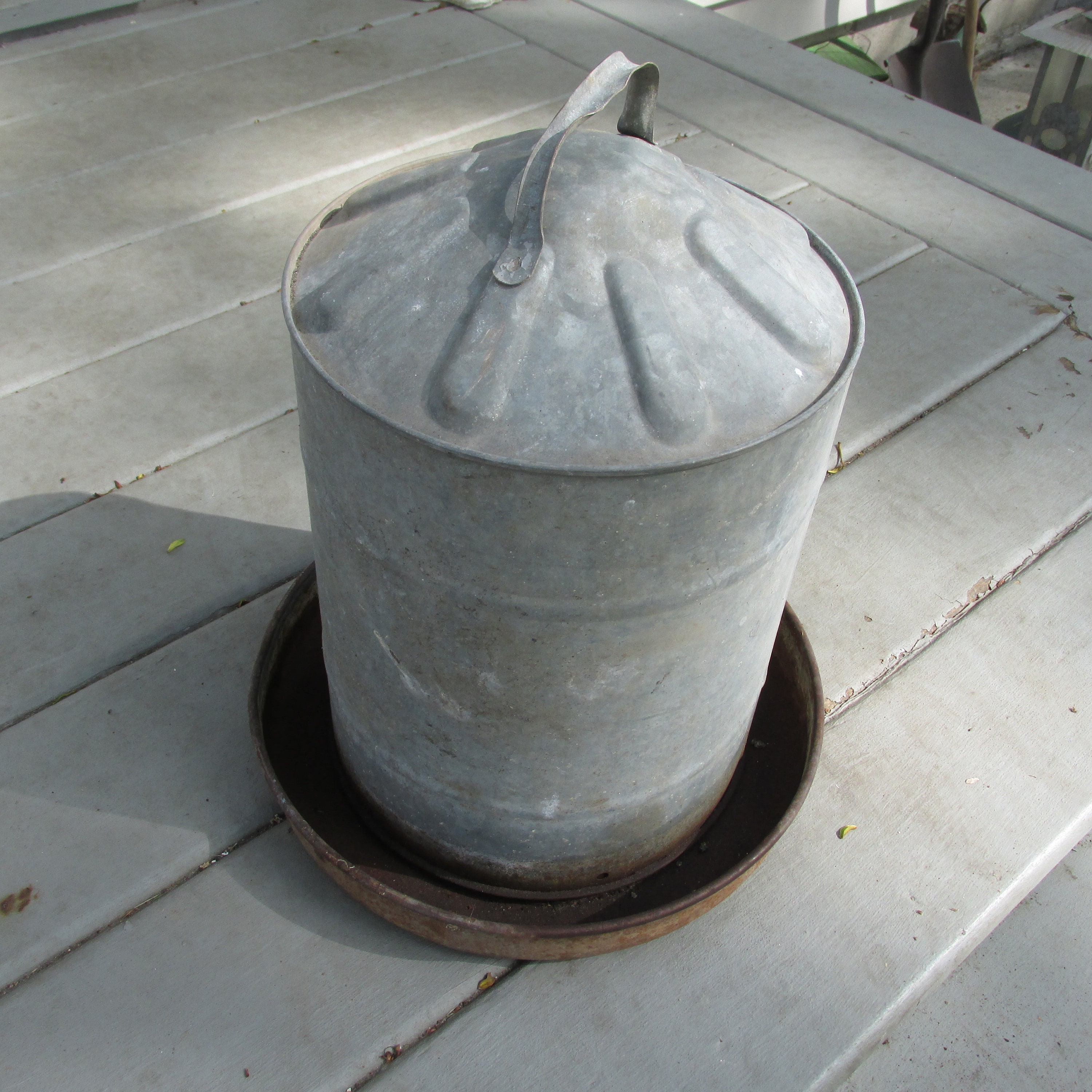 Galvanized Chicken Feeder Vintage Metal Hen Waterer Farmhouse Etsy