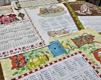 Linen Wall Calendars Choice of Vintage 1970s Hangings