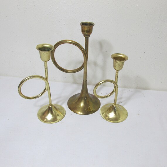 Collectibles Brass horn candle holders Art & Collectibles