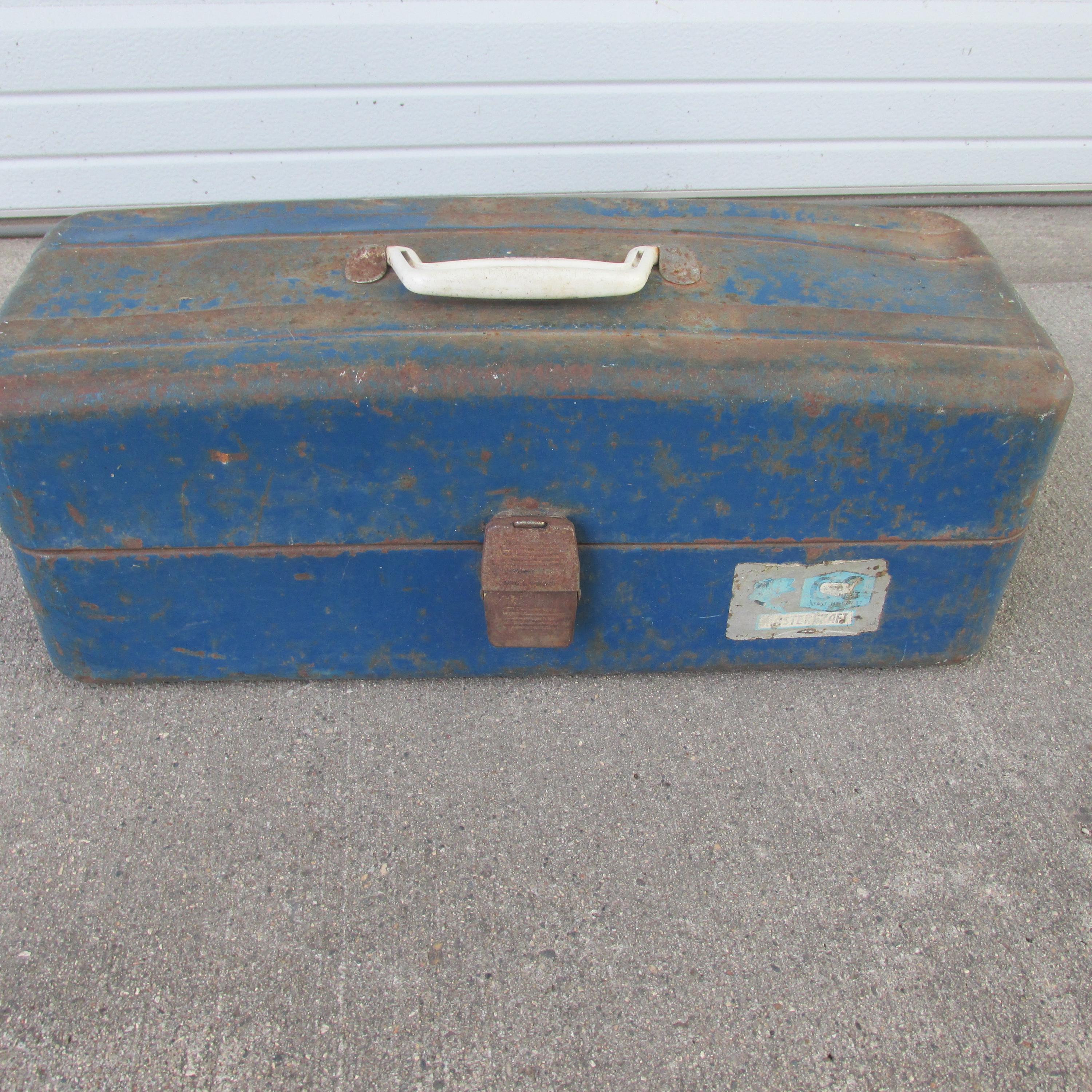 Metal Tackle Box Vintage Large Rusty Fishing Gear Craft Supply