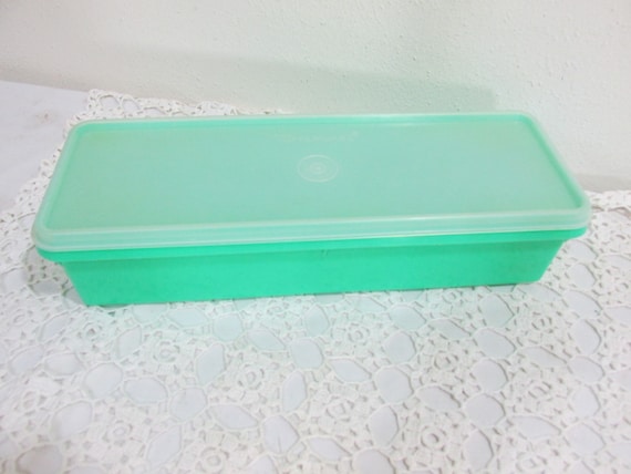 Boîte Rectangulaire Vintage Tupperware Verte - Grande Taille - Occasion Fonctionnelle