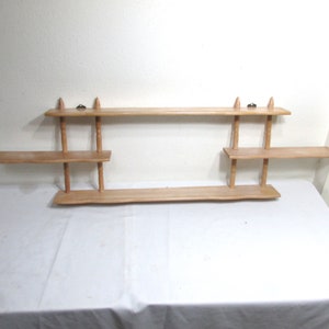 Wood Spindle Shadow Box Vintage Natural Decorative 3 Tier Display Wall Shelf