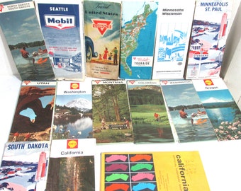Gas Station Roadmaps 1960s Choice of 1 Vintage Folded Paper