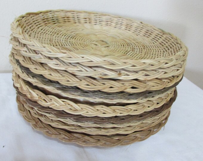 Wicker Paper Plate Holder Vintage Set of 11 Etsy