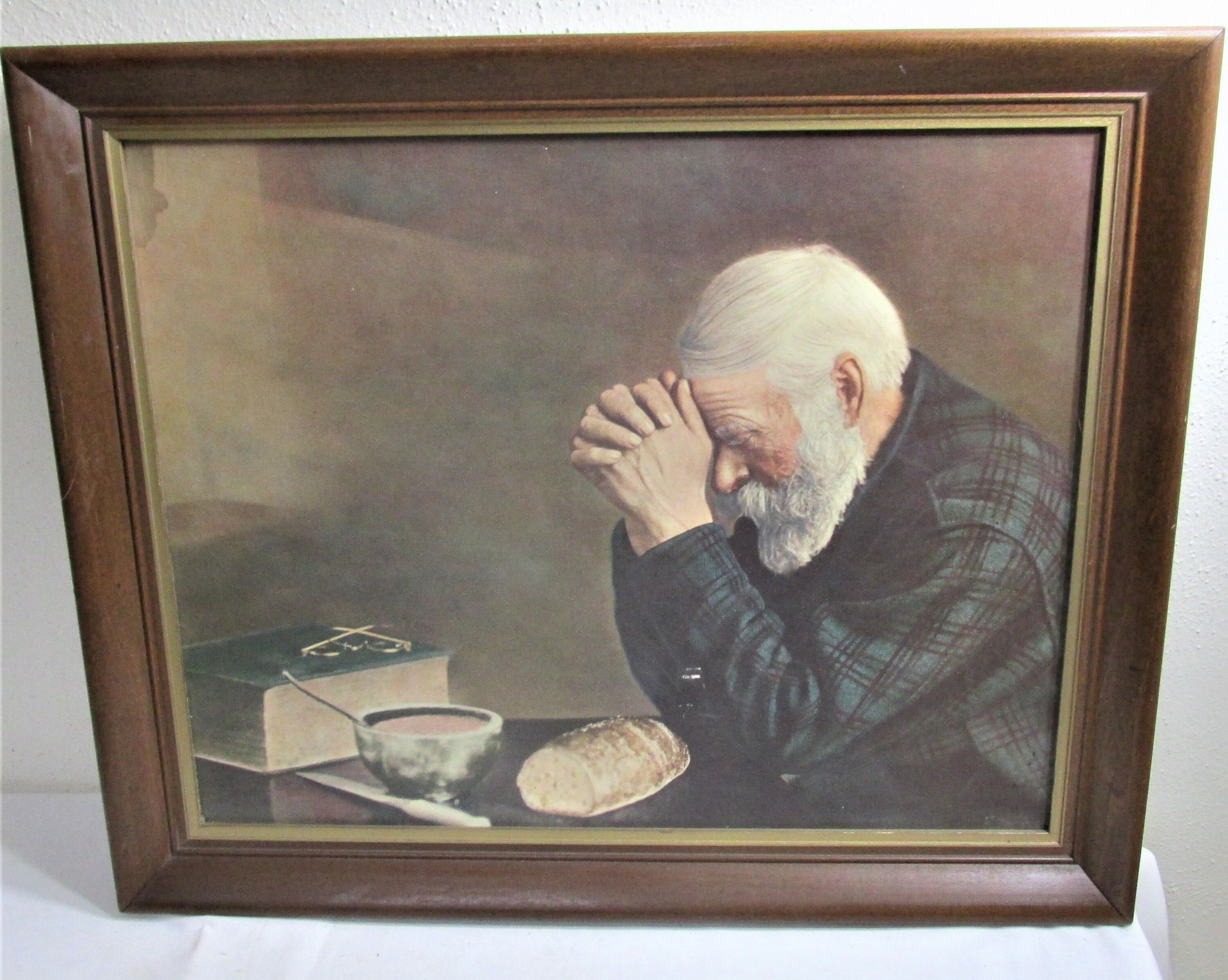 Painting Of Old Man Praying Over Bread Painting Of Old Man Praying Over Bread