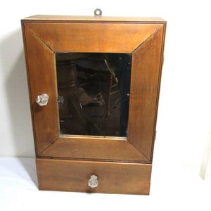 Mirror Medicine Chest Vintage Wood Storage Cabinet with Drawer