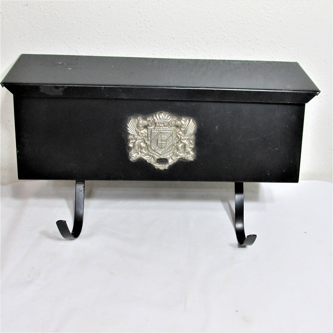 Black Metal Mailbox Newspaper Holder Hooks Etsy