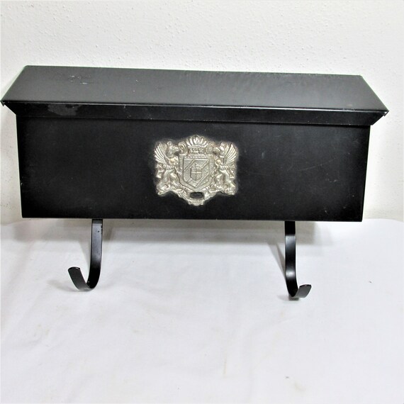 Black Metal Mailbox Newspaper Holder Hooks Etsy