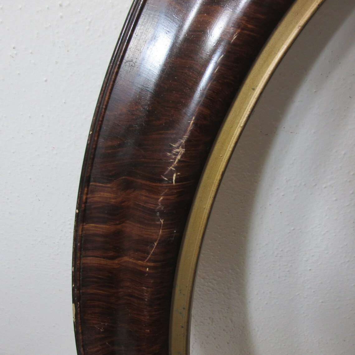 Oval Picture Frame Bubble Glass Vintage Tigerwood With Gold by Etsy