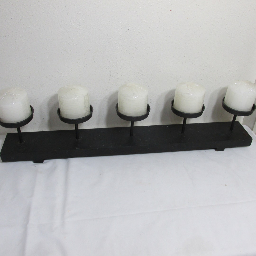 Candelabra 5 Pillar Candles Fireplace Insert Long Narrow Wood Etsy