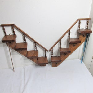 Stair Step Shelf Display Wall Hanging Vintage Set of 2 with railing and Small Pegs