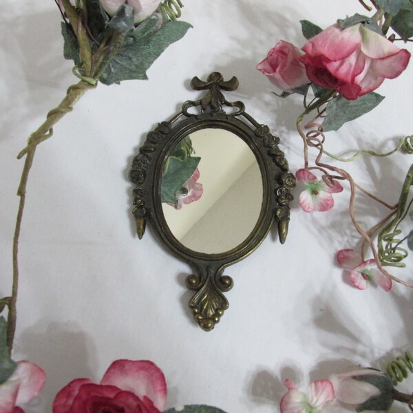 Small Mirror Brass Framed Oval  2 x 3