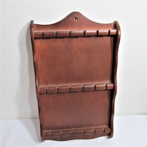 Wood Spoon Rack Vintage 3 Tier with 18 Slots
