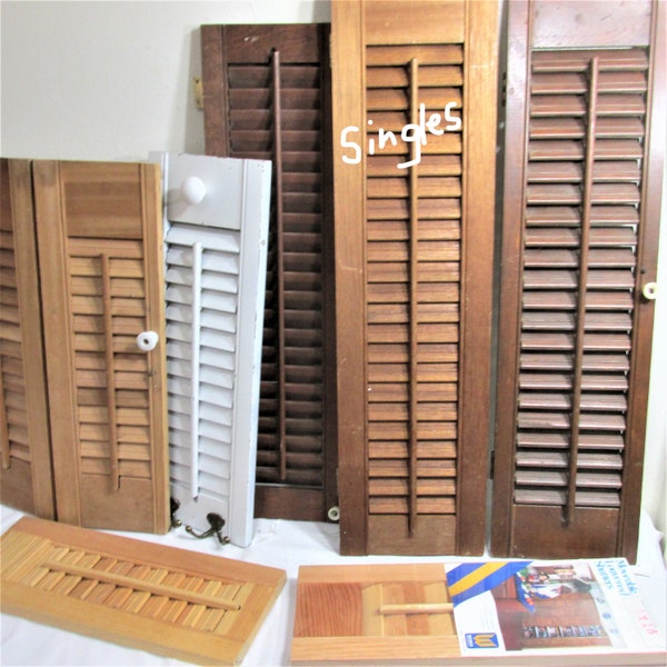 Window Shutter Louvered Choice of Vintage Wood Single Panel 32" and 24" Available