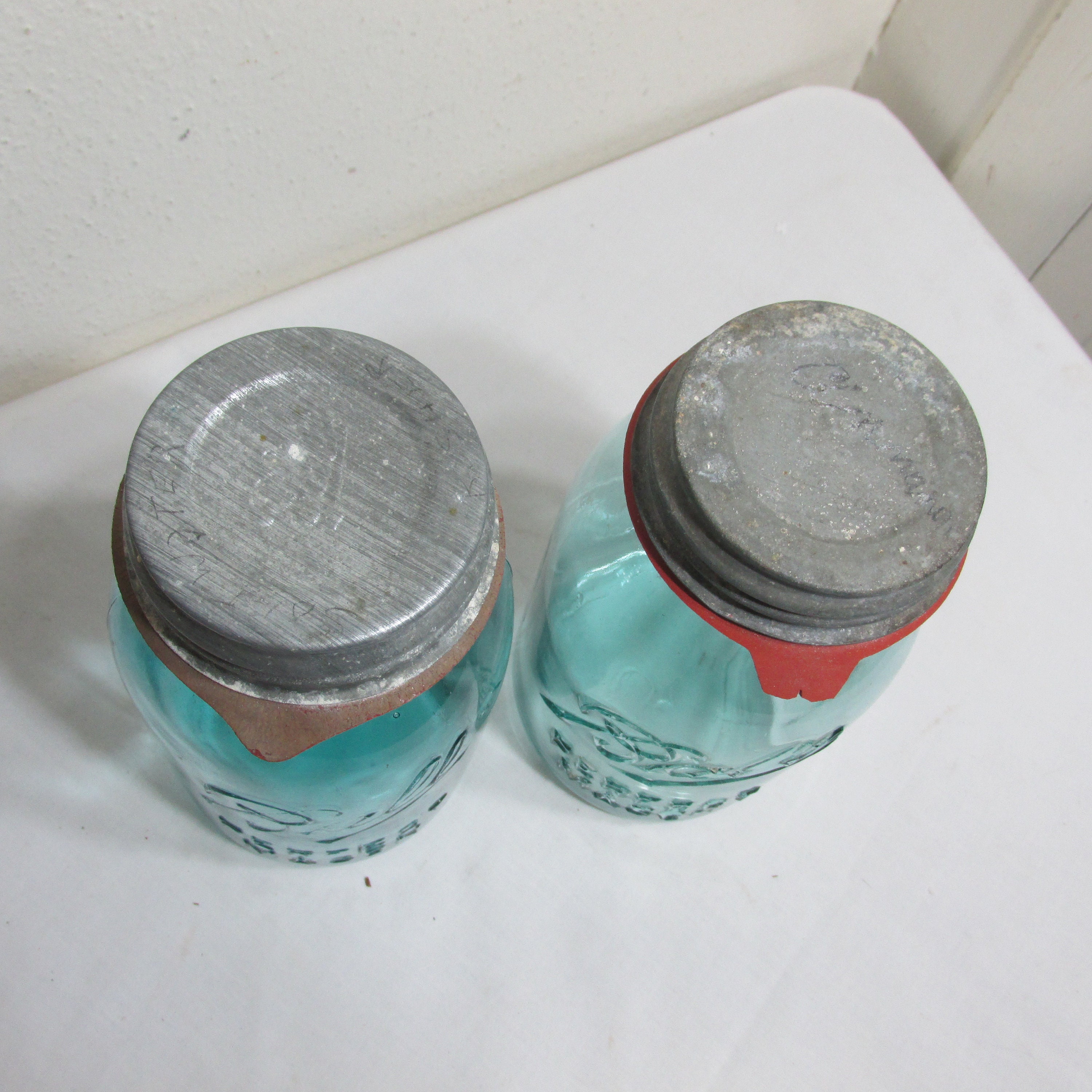 Ball Mason Jars Vintage Blue Quart Canning With Zinc Lids and