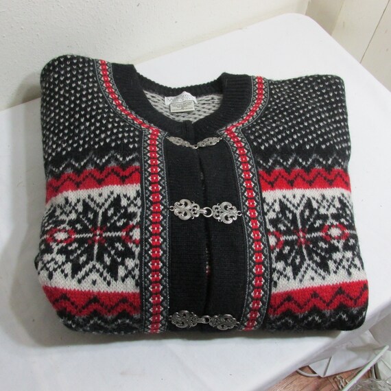 Norwegian Style Cardigan Sweater Vintage 100% She… - image 1