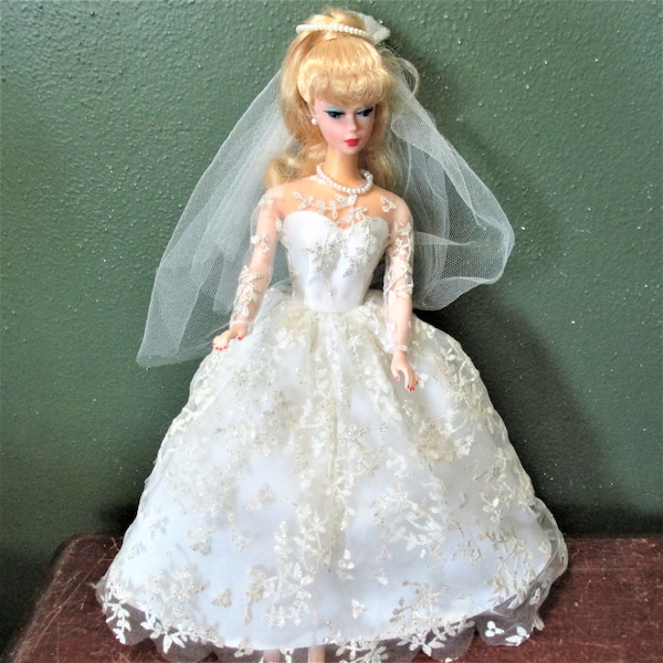 Barbie in Wedding Dress with Stand Vintage 1997 Reproduction of a 1958s Bride