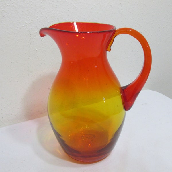 Blenko Tangerine Mid Century Modern Vintage Pitcher or Vase