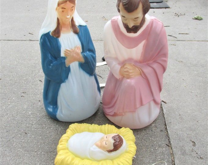 Blow Molds Nativity Baby Jesus, Mary and Joseph 3 Piece Christmas