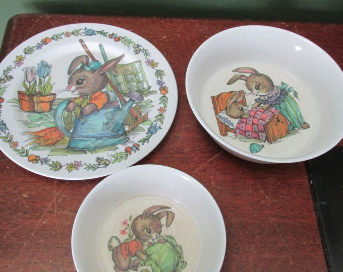 Peter Rabbit Dishes Vintage Toddler 3 Piece Set From 1970s Etsy