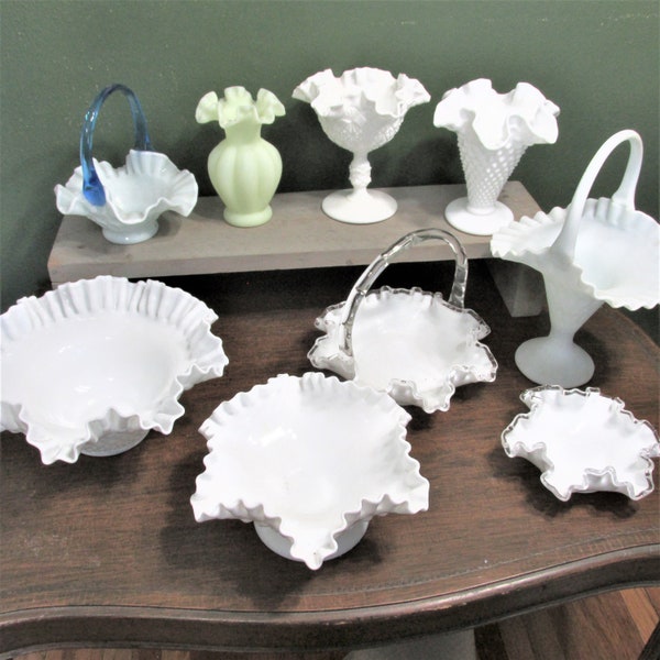 Fenton Milk Glass Bowls or Baskets Vintage Choice