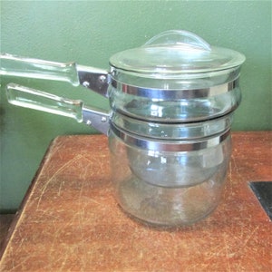 Pyrex Flameware Double Boiler Vintage Glass Sauce Pan