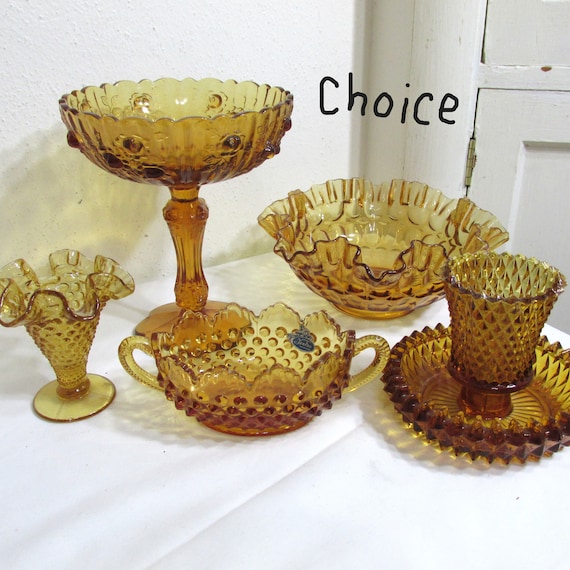 Fenton Art Glass Choice Vintage Golden Amber Colored Dishes - Etsy
