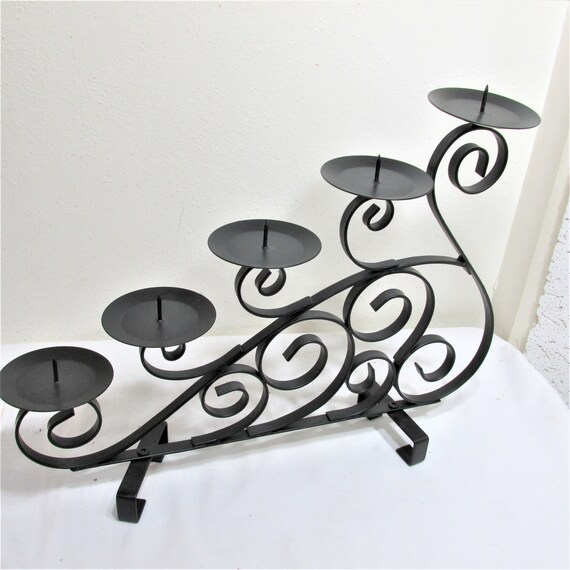 Candelabra 5 Pillar Candles Wrought Iron Fireplace Insert or Etsy